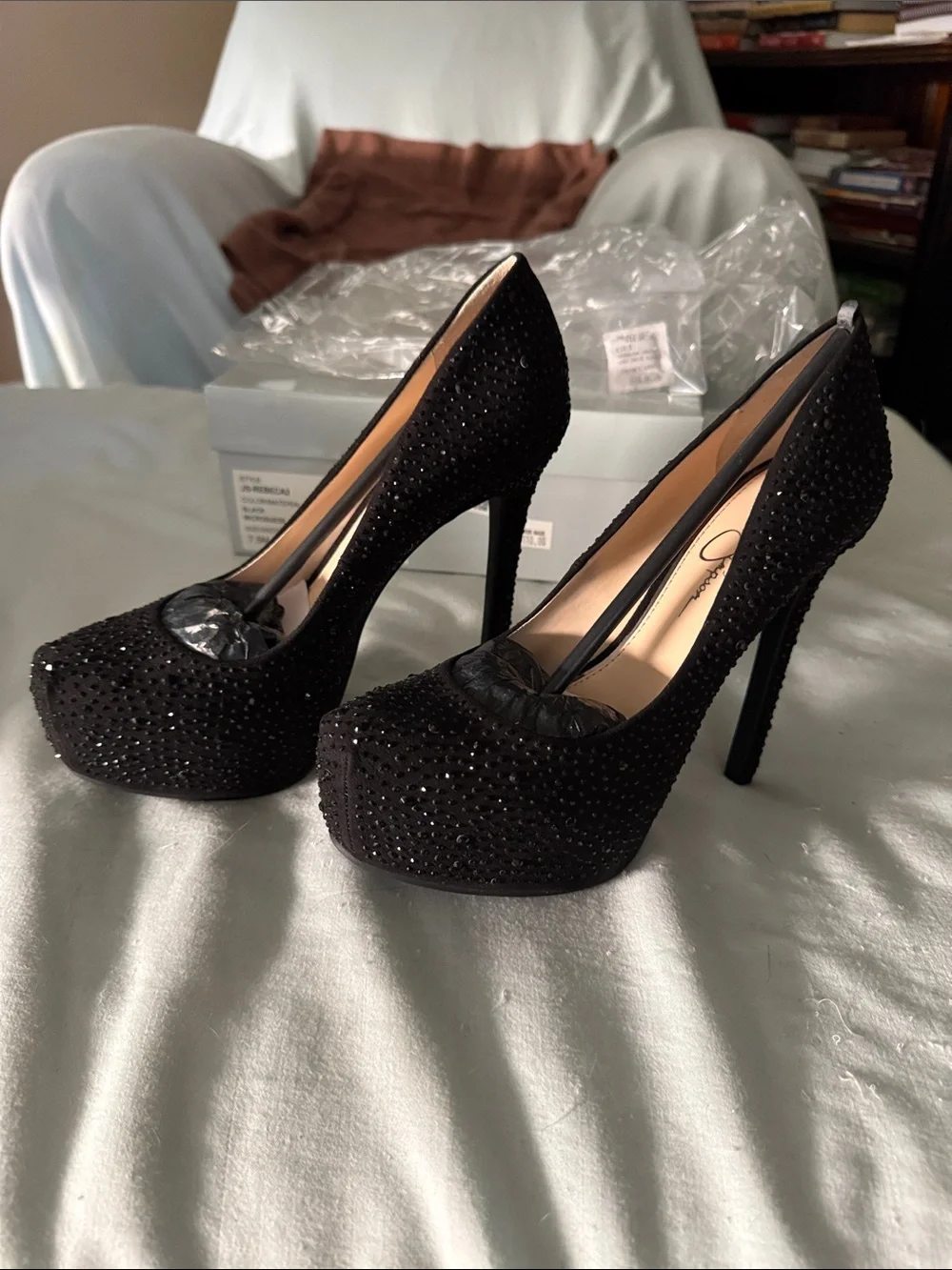 Jessica Simpson Black Crystal Platform Pumps